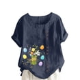 thumbnail image 1 of EGNMCR Shirts for Women Plus Size Fashion Easter Printed Short Sleeve Crew Neck Casual Loose T-shirt Pullover Blouse Tops Spring/Summer Sale Clearance, 1 of 5