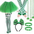 thumbnail image 1 of EGNMCR St. Patricks Day Party Favors Set Shamrockes 1PCSkirt＋3PCNecklaces＋2PCBracelets＋1PCHeadbands＋1PCSkirt＋1PCGloves St. Patrick's Day Accessories Decorations Supplies, 1 of 4