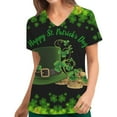 thumbnail image 1 of EGNMCR St Patricks Day Scrub Tops for Women Irish Print Scrub Tops with Pocket Summer Short Sleeve V Neck Holiday Tee Gnome Green Working Uniform V Neck Workwear Blouse T-shirt, 1 of 5