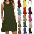 thumbnail image 1 of Horkkom Summer Dresses for Women Beach Sundress Sleeveless Casual Loose Party Tank Dress with Pockets, 1 of 6