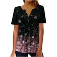 thumbnail image 1 of EGNMCR Summer Tops for Women Fashion Short Sleeve Crew Neck Printed Botton Casual Loose Soft T-Shirt Pullover Blouse Tops Spring/Summer Sale, 1 of 5