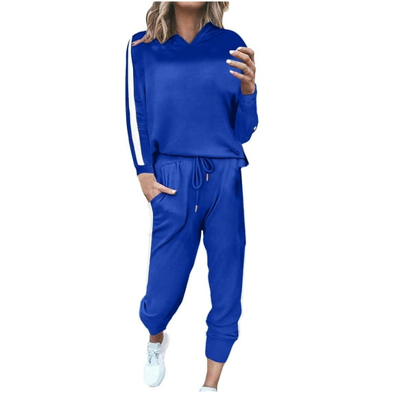 EGNMCR Sweatsuits for Women Fashion Velvet Solid Color Long Sleeve Crew Neck With Pant Casual Home Set Two Piece Set Spring Summer Sale