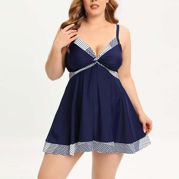 Danhjin Womens Swimdress Plus Size Two Piece Swimsuit Tankinis Set on Clearance