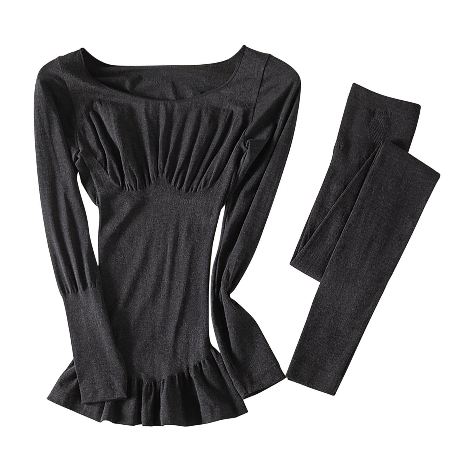 EGNMCR Thermal Underwear for Women Long Johns with Fleece Lined Base