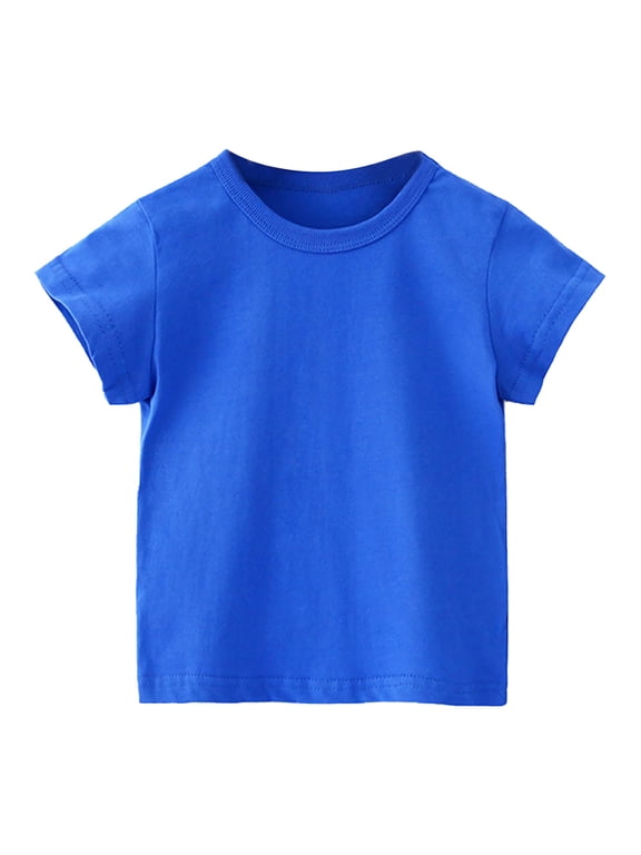 Toddler Cotton T-Shirt Toddler Short Sleeve Solid Color Tees Shirts for Boys Girls 6 Months-11T - Fall/Winter