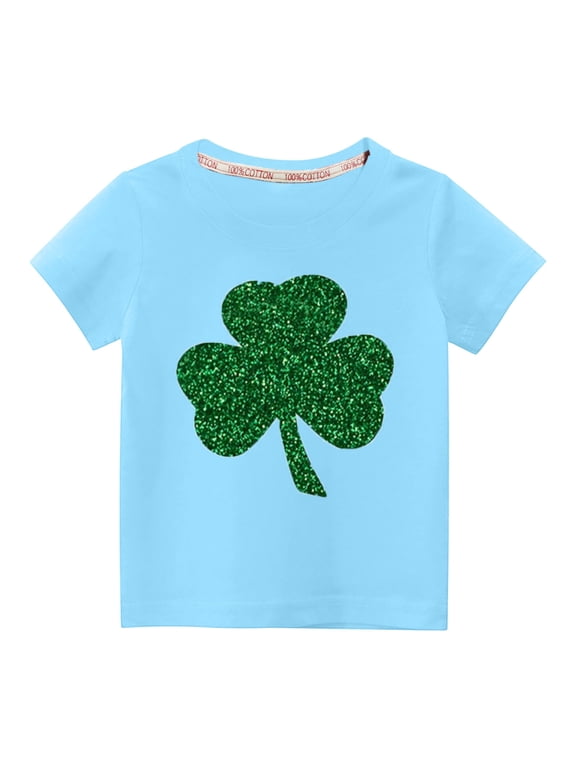 Toddler Girl Boy St Patricks Day Shirt Luck Green Shamrockes Irish Kids St. Patrick's Day Outfits Casual Festival Holiday Tee Toddler Baby T-Shirt Tops