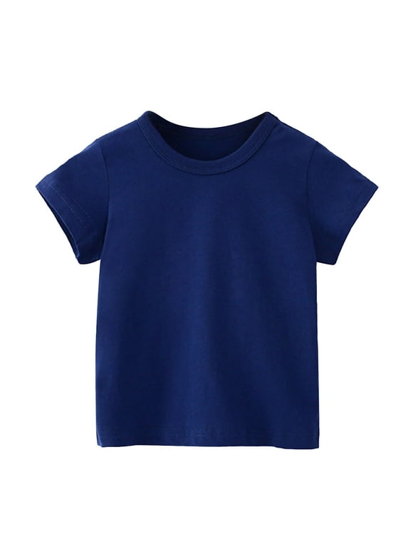 EGNMCR Toddler T Shirts Toddler Cotton Short Sleeve Solid Tees for 8-9 Years Boys Girls Spring/Summer Sale Clearance