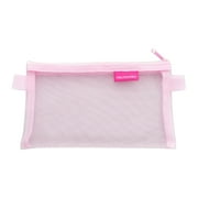 EGNMCR Transparent Mesh Pencil Case with Zipper, BL_Pink