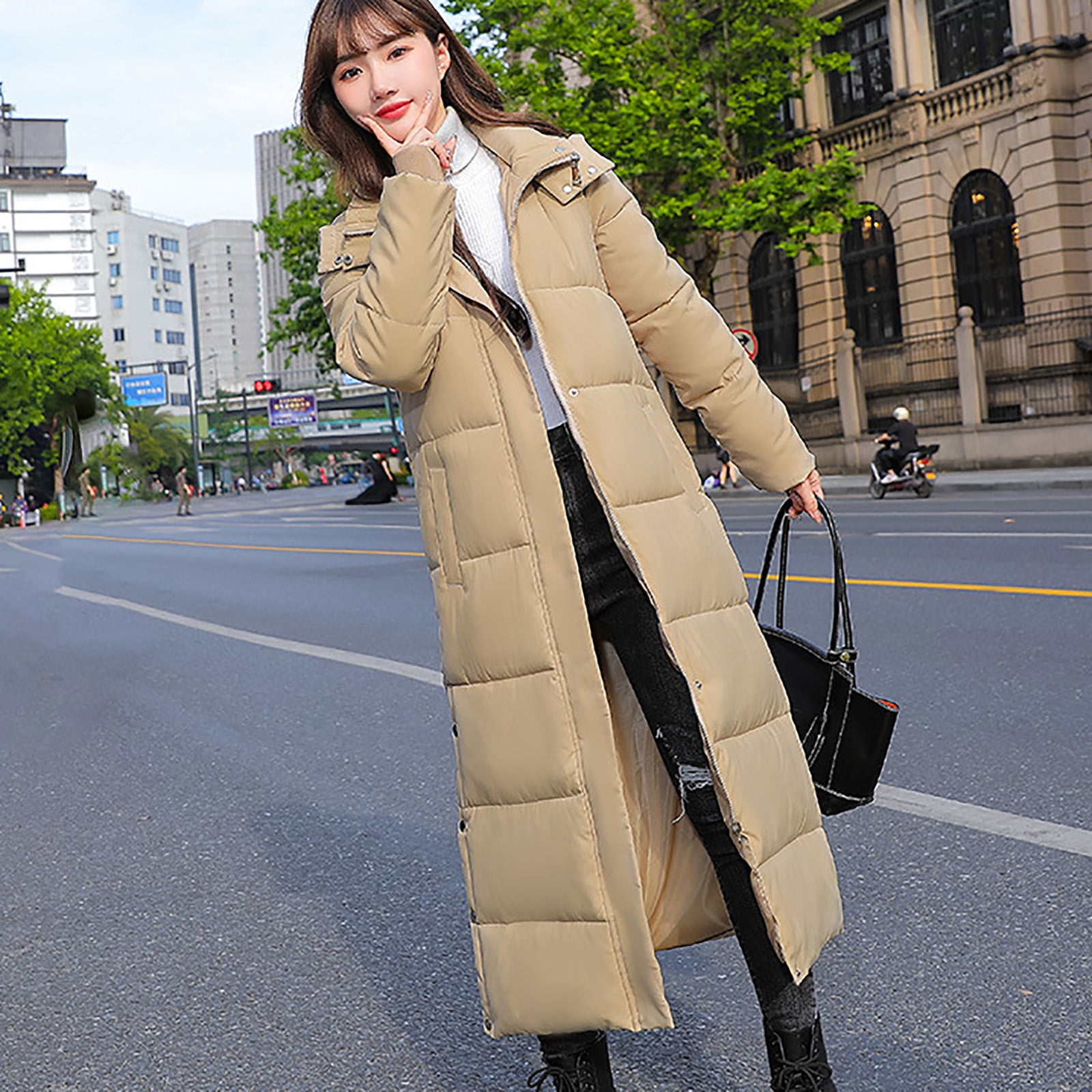 EGNMCR Winter Coats for Women Solid Color Lightweight Zipper