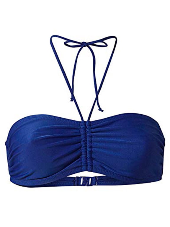 Women Bikini Top Push Up Swim Top Halter Retro Bathing Suit Top Padded Swimsuit Top Summer