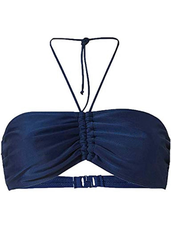 Women Bikini Top Push Up Swim Top Halter Retro Bathing Suit Top Padded Swimsuit Top Summer