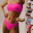 thumbnail image 1 of EGNMCR Women Strapless Ribbed High Cut Bandeau Bikini Lace Up 2 Pieces Swimwear Cheeky Solid Bathing Suits, 1 of 5