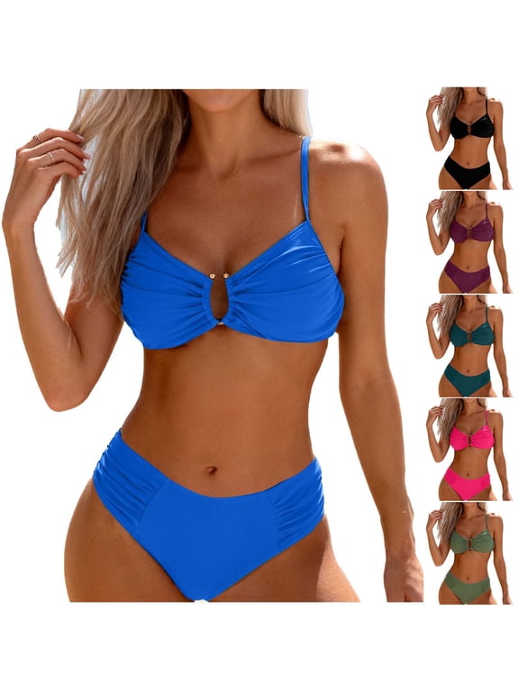 Women Two Piece Swimsuit Swimwear Halters String Triangles Bikini Sets