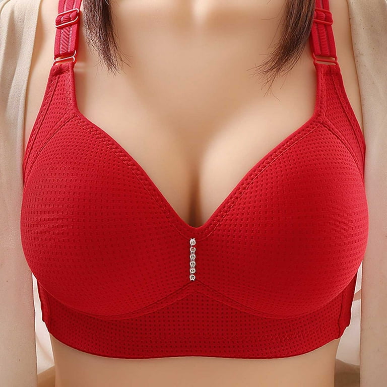 EGNMCR Women's Thin Bra Without Steel Ring breasts Bra High Support Bra for  Women Soft Underwear Models of Middle-aged And Elderly Bras 