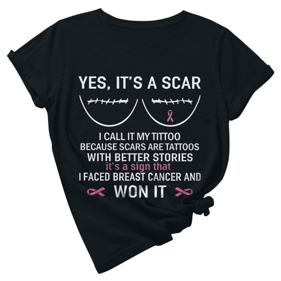 EGNMCR Women's Breast Cancers T-Shirt Pinks Ribbon Cancers Awareness Printed Shirt Round Neckline Short Sleeve Loose T-Shirt