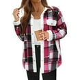 thumbnail image 1 of EGNMCR Women's Plaid Shacket Jacket Fall Clothes Long Sleeve Button Down Flannel Shirts Fashion Jacket with Pockets Fall Winter, 1 of 6