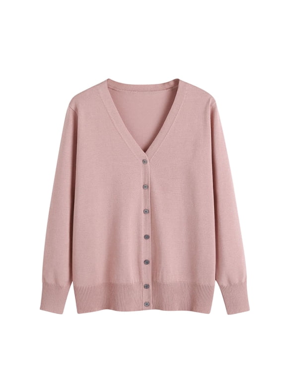 Women’s Plus Oversize Sweater Cardigan Open Front Cardigan Button Knitted Cardigan Outwear Spring And Fall V-neck Long Sleeve Cardigan