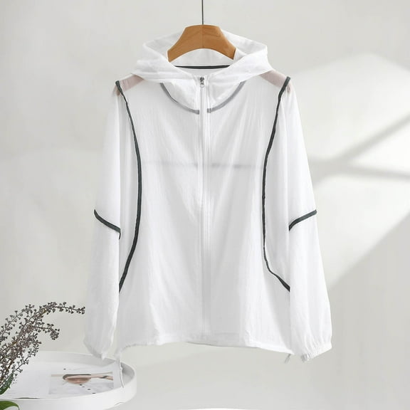 EGNMCR Women's Sun Protection Hoodie Jacket Lightweight Long Sleeve Sun Shirt for Women with Pocket Hiking Outdoor Fall Winter