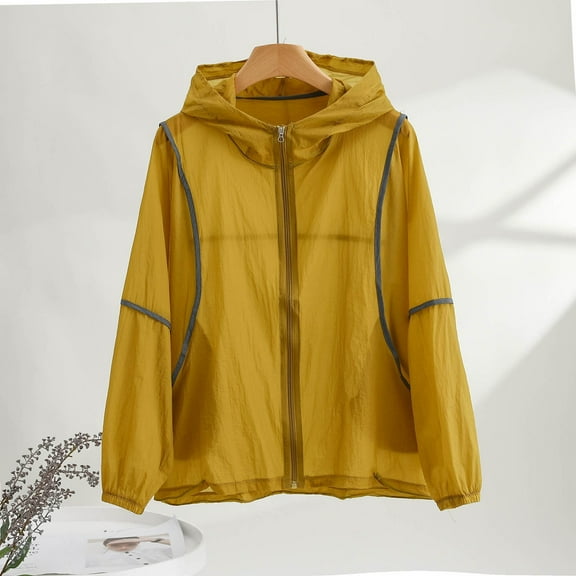 EGNMCR Women's Sun Protection Hoodie Jacket Lightweight Long Sleeve Sun Shirt for Women with Pocket Hiking Outdoor Fall Winter