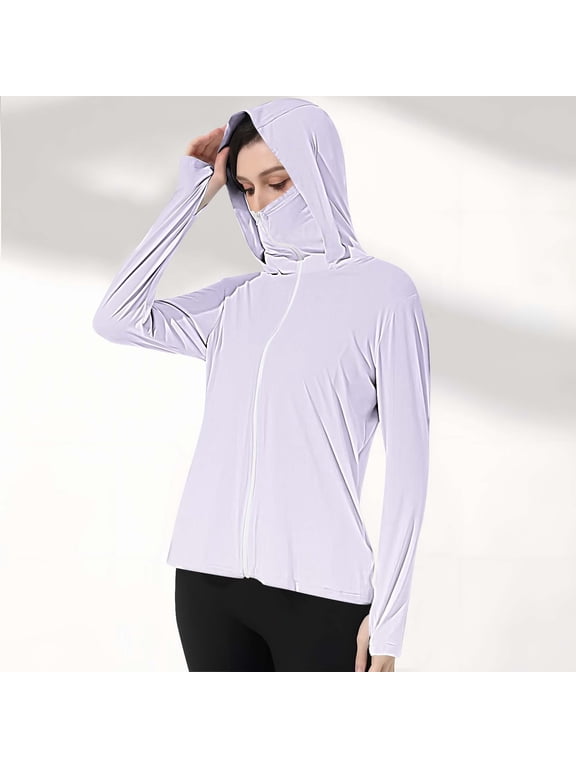 Women's Sun and Protective Jacket Full Zip UPF 50+ UV Sun Protection Clothing Lightweight Long Sleeve Hoodie Sun Shirt Fall Winter