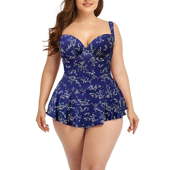 EGNMCR Women's Swimwear One Piece Slimming Skirt Tummy Control Swimdress Bathing Suit on Clearance