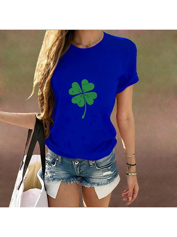 Women's T-Shirts St. Patrick's Day Printed Pullover Teen Girls Fashion Tee Crewneck Tunic Luck T-Shirt Irish Tops for Women Short Sleeve Clothes Plus Size T Shirts for Women