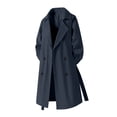 thumbnail image 1 of EGNMCR Women's Water Trench Coat Mid Long Double Breasted Coat Jacket Outwear Fall Winter, 1 of 9