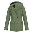 thumbnail image 1 of EGNMCR Women Waterproof Rain Jacket Lightweight Outdoor Windbreaker Rain Coat for Hiking, Travel with Pockets Fall Winter, 1 of 5