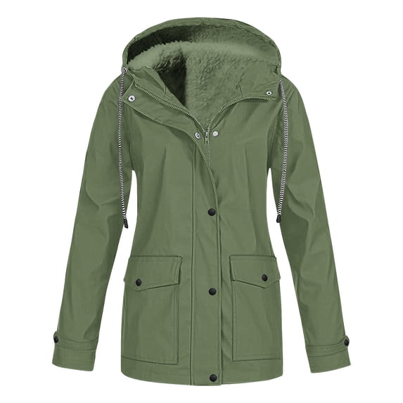 EGNMCR Women Waterproof Rain Jacket Lightweight Outdoor Windbreaker Rain Coat for Hiking, Travel with Pockets Fall Winter