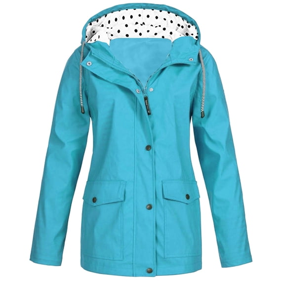 EGNMCR Women's Waterproof Rain Jacket Lightweight Raincoat Hooded Hiking Jacket SoftWindbreaker Fall Winter
