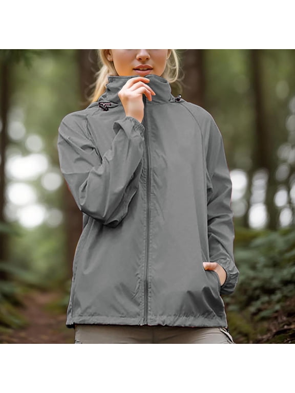 Women's Waterproof Rain Jacket Lightweight Raincoat Hooded Hiking Jacket SoftWindbreaker Fall Winter