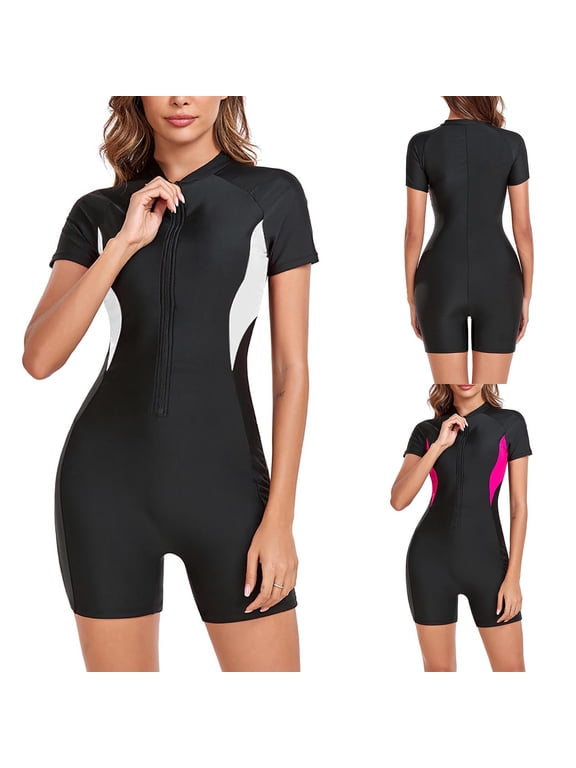 Womens Boyleg One Piece Athletices Swimsuits with Shorts Sport Bathing Suit Swimwear