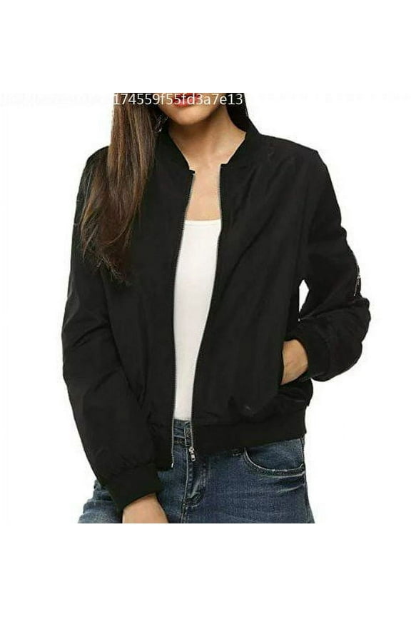 Womens Classic Quilted Jacket Short Bomber Jacket Coat BK/S