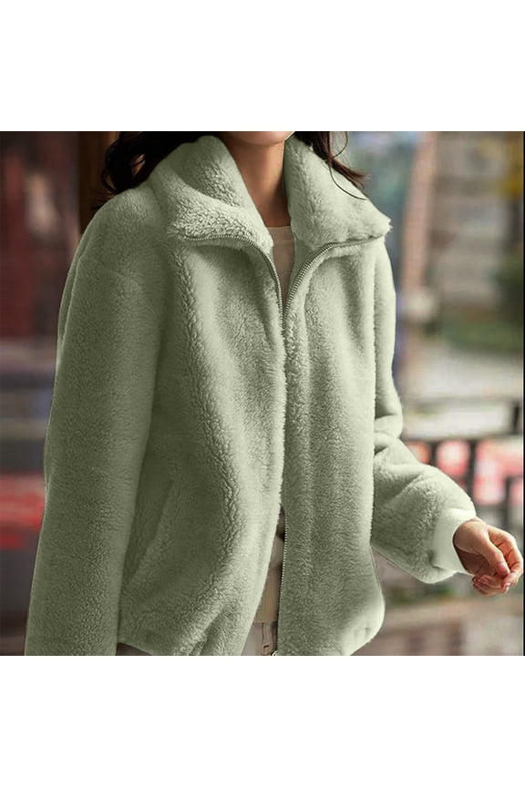 Womens Cropped Faux Fur Jackets Fleece Winter Coats Jacket Long Sleeve Open Front Fluffy Short Coats Warm Outerwear Fall Clothes Fall Winter