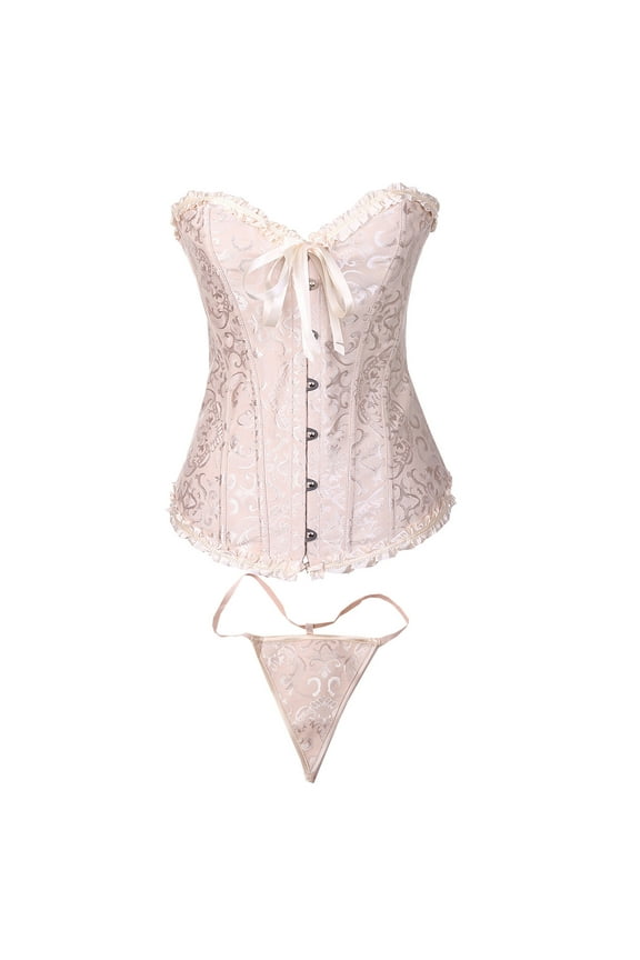 Womens Lace Up Corset Plus Size Waist Trainer Slimming Overbust Bustier Lingerie Bodyshapewear Sexy Top Spring/Summer Sale