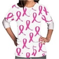 thumbnail image 1 of EGNMCR Womens Nursing Scrub Tops Working Uniform Breast Cancers Awareness T-Shirt Pinks Ribbon Month Printed with Pockets Nursing Uniforms Short Sleeve V Neck Top, 1 of 1