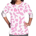 thumbnail image 1 of EGNMCR Womens Nursing Scrub Tops Working Uniform Breast Cancers Awareness T Shirt Pinks Ribbon Month Printed with Pockets Nursing Uniforms Short Sleeve V Neck Top, 1 of 1