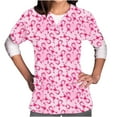 thumbnail image 1 of EGNMCR Womens Nursing Scrub Tops Working Uniform Breast Cancers Awareness T Shirt Pinks Ribbon Month Printed with Pockets Nursing Uniforms Short Sleeve V Neck Top, 1 of 1