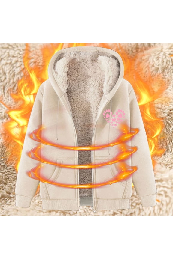 Womens Sherpas Lined Fleece Jacket Full Zip Up Hooded Oversized Sweatshirt Long Sleeve Flannel Shirt Jacket with Side Pockets Fall Winter