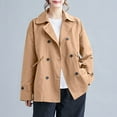 thumbnail image 1 of EGNMCR Womens Short Trench Coat Oversized Double Breasted Stand Collar Cropped Jacket Fall Casual Work Outerwear Fall Winter, 1 of 9