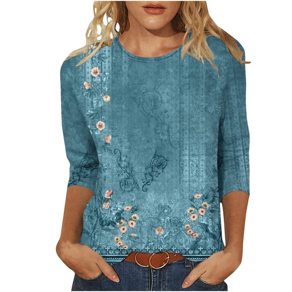 EGNMCR Womens Summer Tops Fashion Short Sleeve Crew Neck Printed Casual Loose Soft T-Shirt Pullover Blouse Tops Spring/Summer Sale Clearance