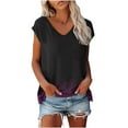 thumbnail image 1 of EGNMCR Womens Tops Summer Casual Short Sleeve V Neck Gradient Color Loose T-shirt Pullover Blouse Tops Summer Sale, 1 of 4