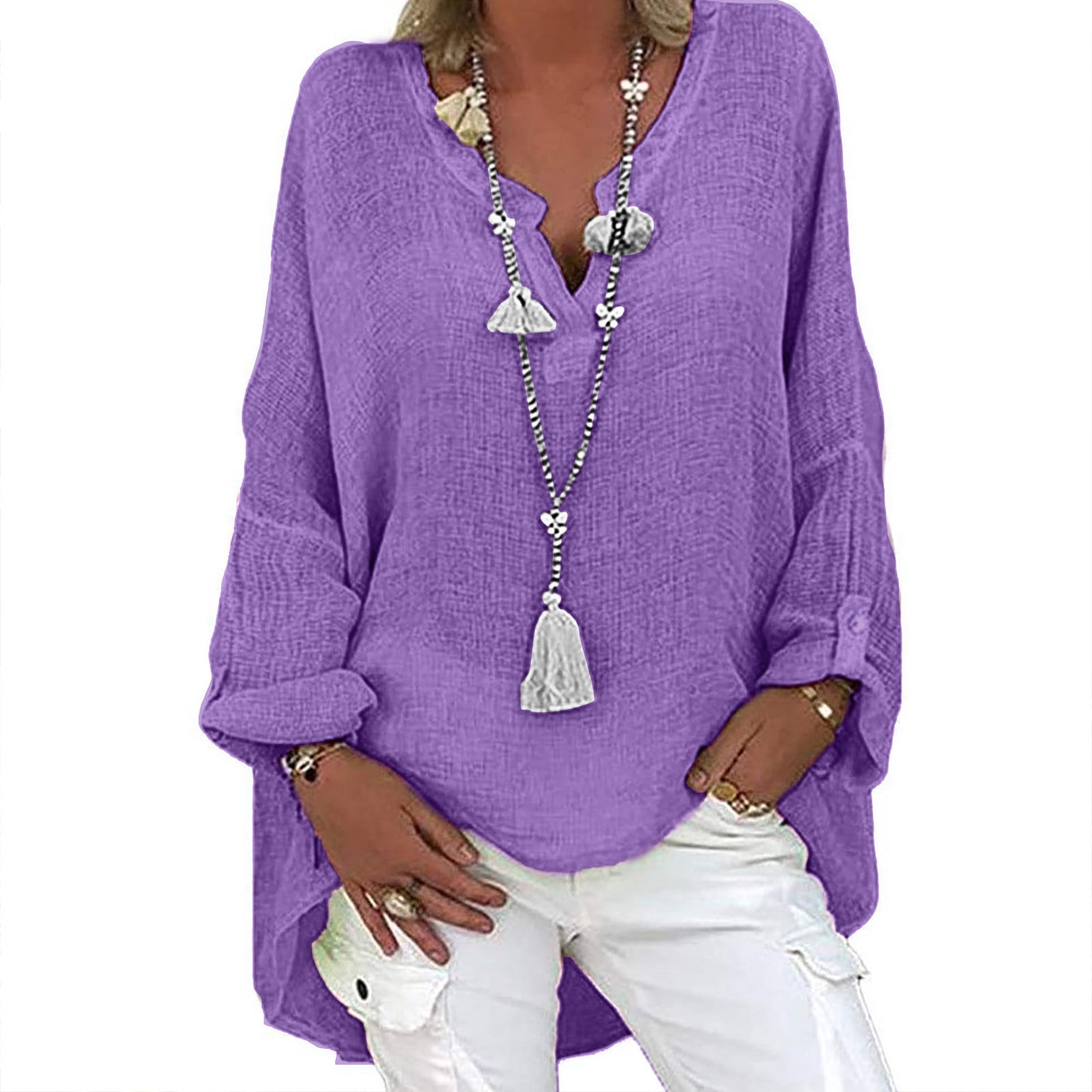 ZHANQISHENG Women's Metallic V-Neck T-Shirt - Loose Fit Batwing Sleeve Casual Top - View #6