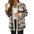 thumbnail image 1 of EGNMCR Yellow Yellow Women's Plaid Shacket Jacket Fall Clothes Long Sleeve Button Down Flannel Shirts Fashion Jacket with Pockets Fall Winter, 1 of 7