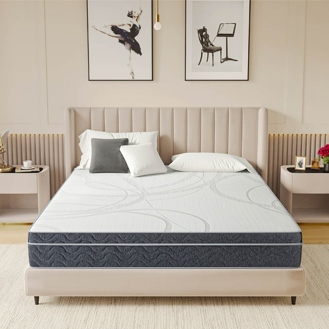 EGO 10 Inch Gel Memory Foam Hybrid Mattress, King Mattress in a Box, Medium