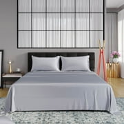 EGO 100% Viscose from Bamboo Bed Sheets Set, Wrinkle Resistant, Solid Sateen, Twin XL Size, Light Gray