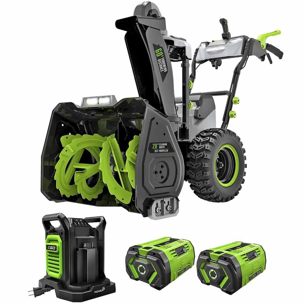 EGO 28 In. Snow Blower 2-Stage Battery Powered Self-Propelled, Includes Two 12Ah Batteries