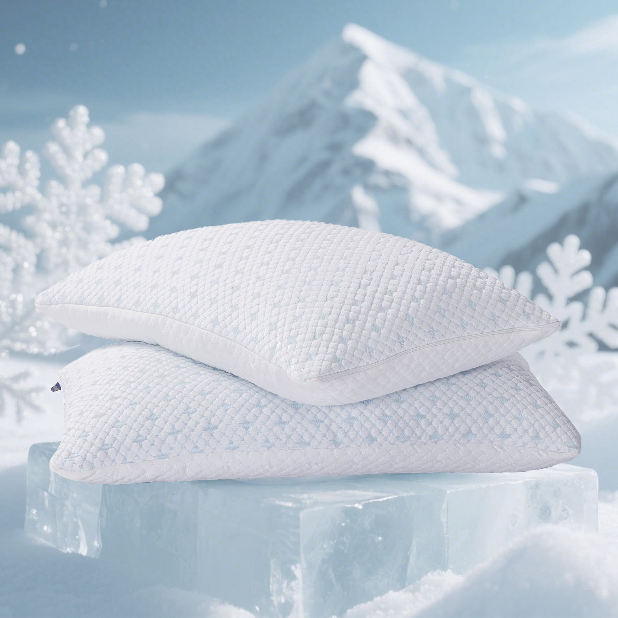 EGO HOME 2 Pack Bed Pillows Shredded Memory Foam Pillows Set of 2 Standard Queen