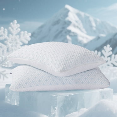 EGO HOME 2-Pack Adjustable Cooling Bed Pillows, Shredded Memory Foam Pillows Set of 2, Standard Queen, Dual Sides