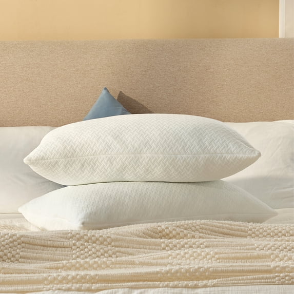 EGOHOME 2 Pack Bed Pillow, Shredded Gel Memory Foam Pillow, Standard Queen, Medium, Made in USA